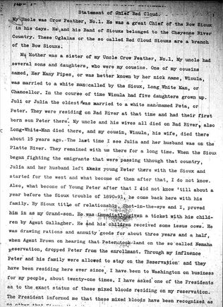 Statement of chief red cloud