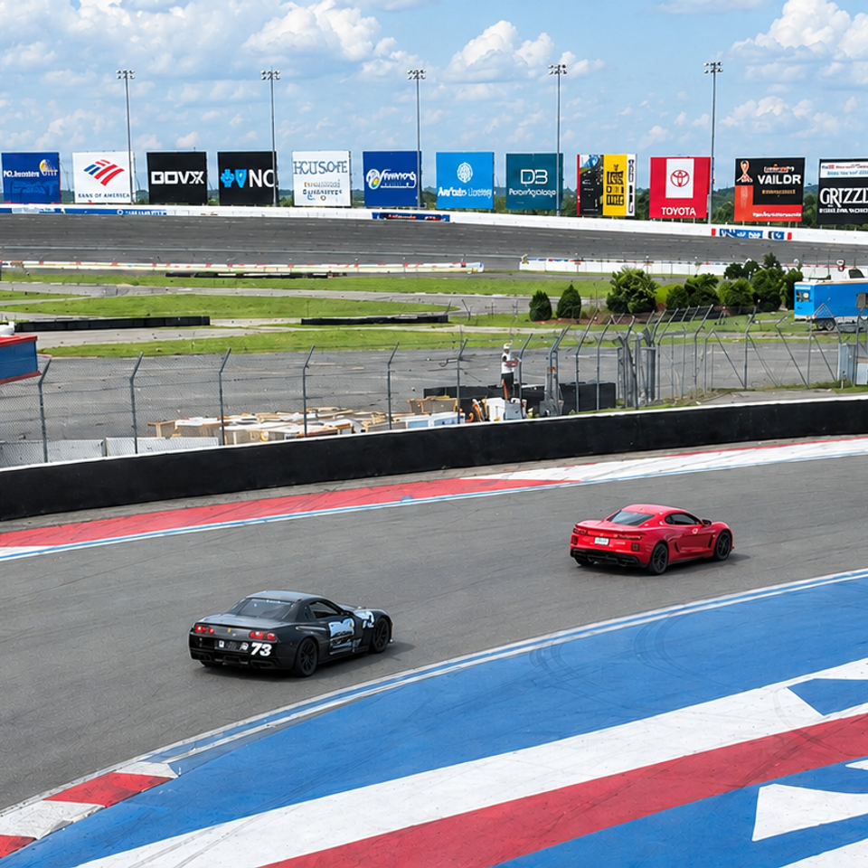 BMS track rental Corvette race car on the grid at Roebling Road Raceway Georgia