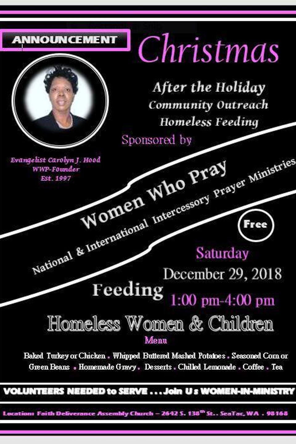 Wwp 2018 annual homeless feed and toy drive