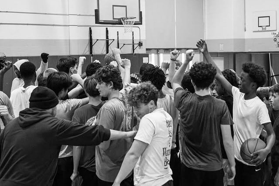 Group training basketball session