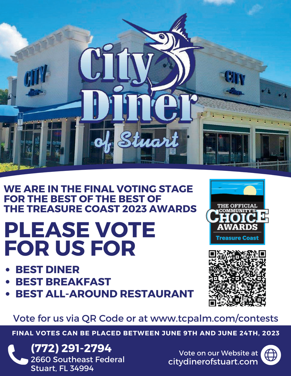 City diner vote for us