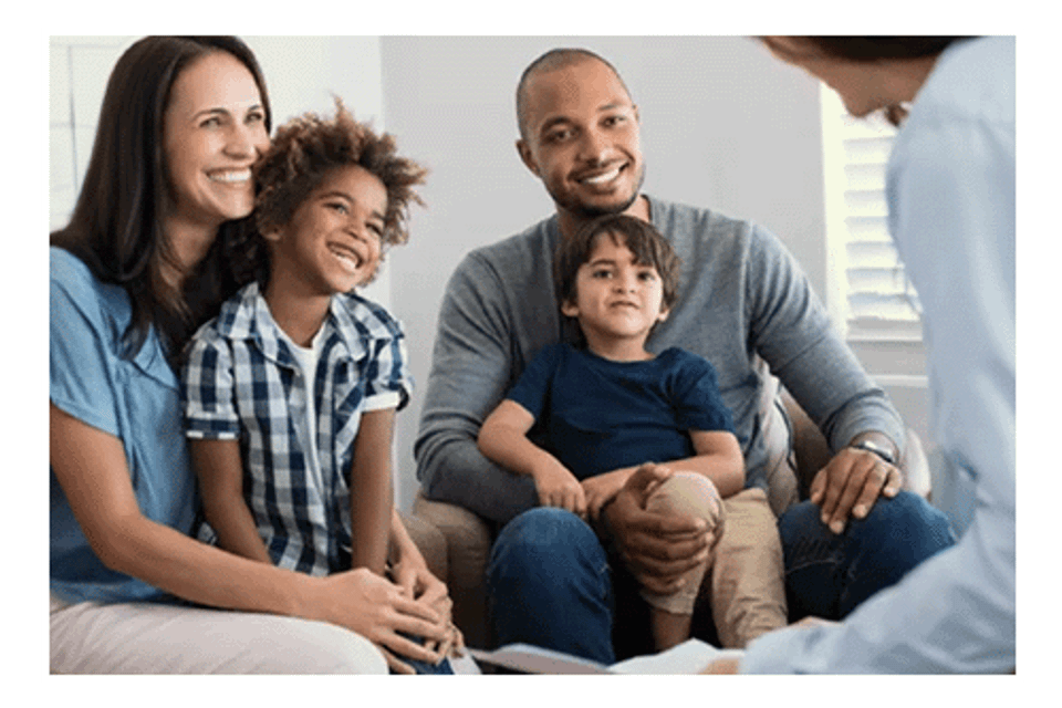 Large family on couch