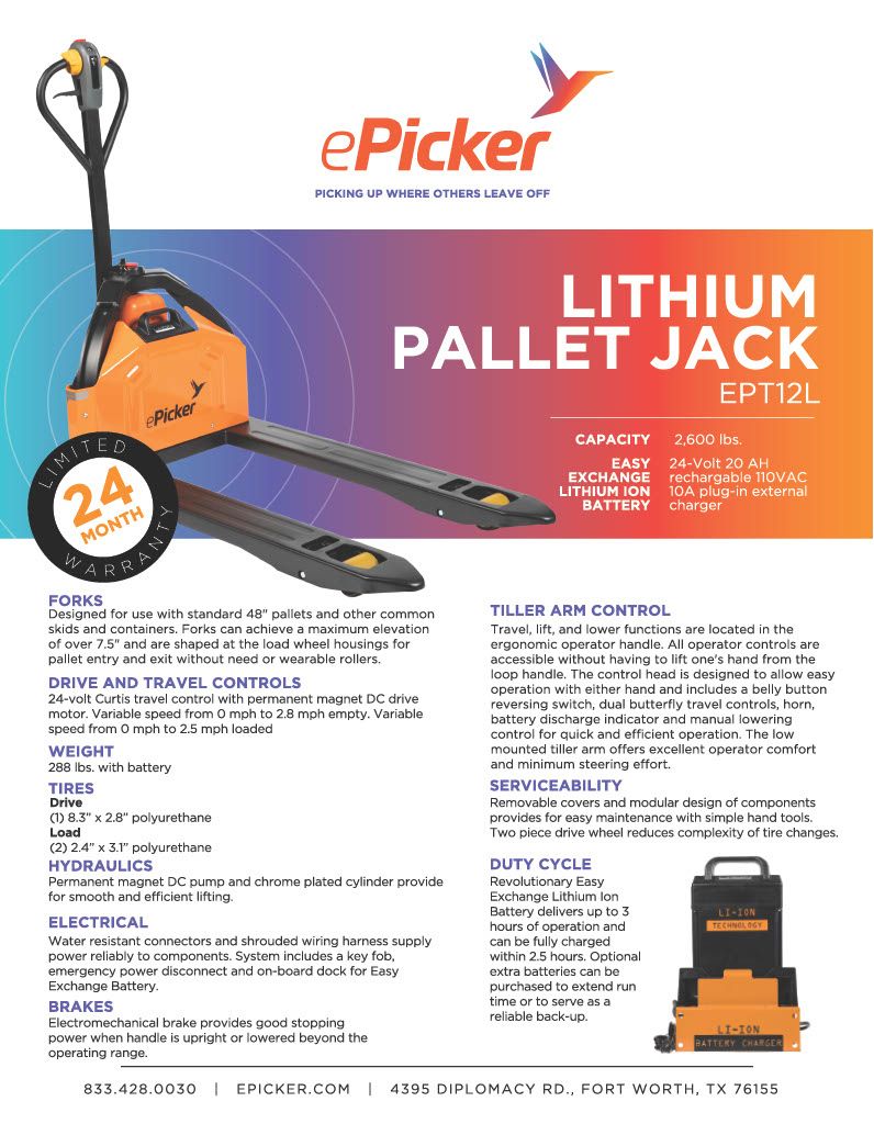 Lithium pallet jack ept12l1024 1
