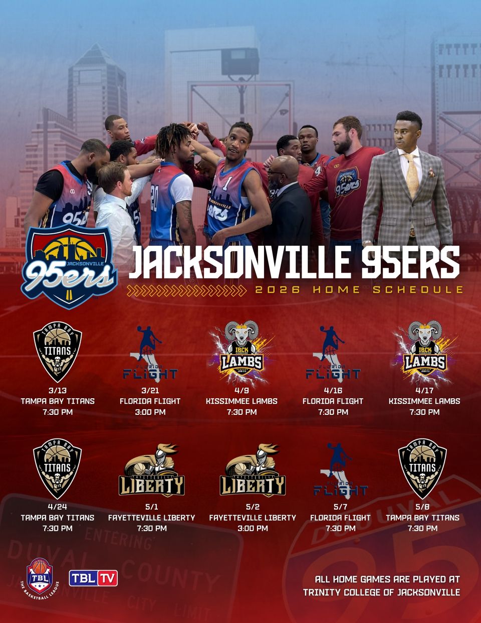 Jacksonville 95ers 2026 Home Schedule Fyler
