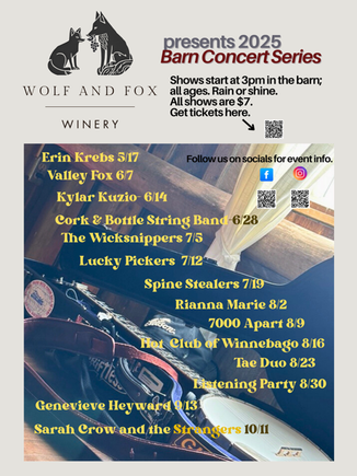 Barn concert series at wolf and fox winery (posters)