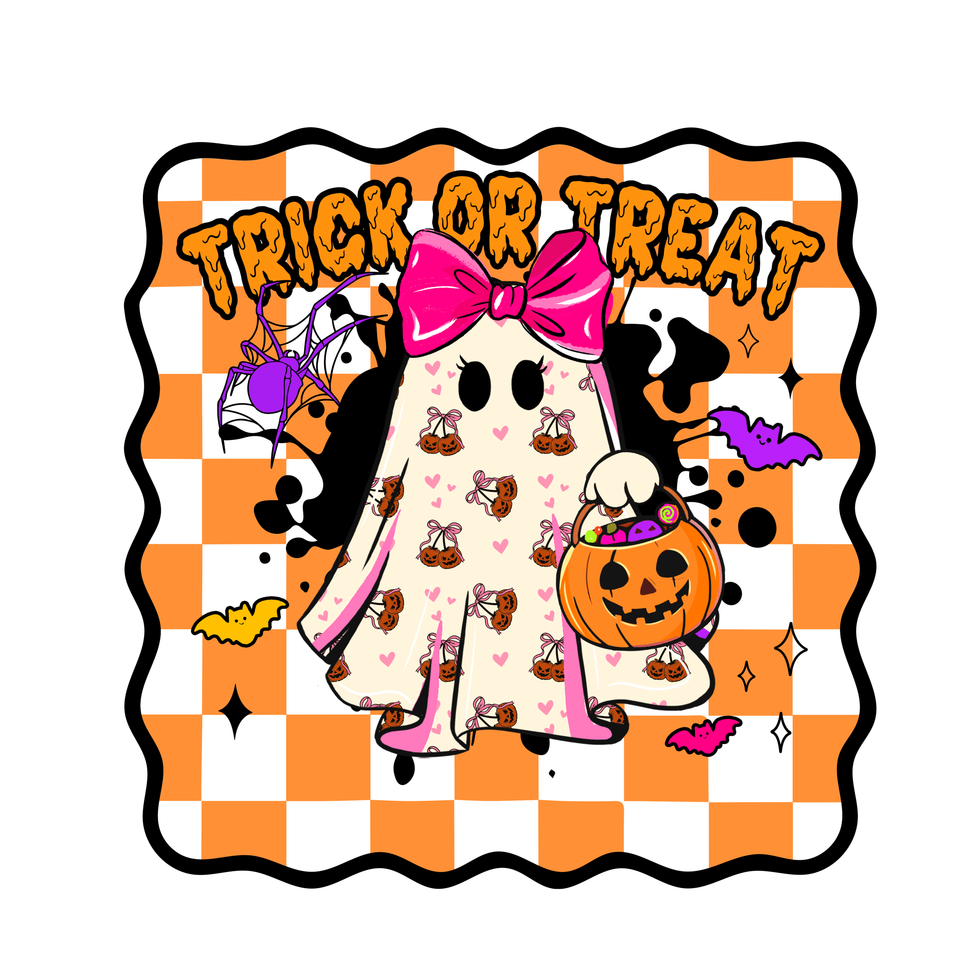 Bag   halloween girl ghost with pink bow