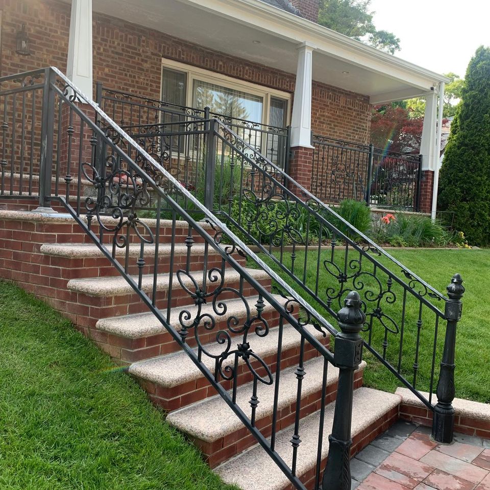 Black Front Steps Iron Hand Rail 