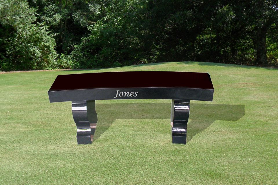 black stone memorial bench