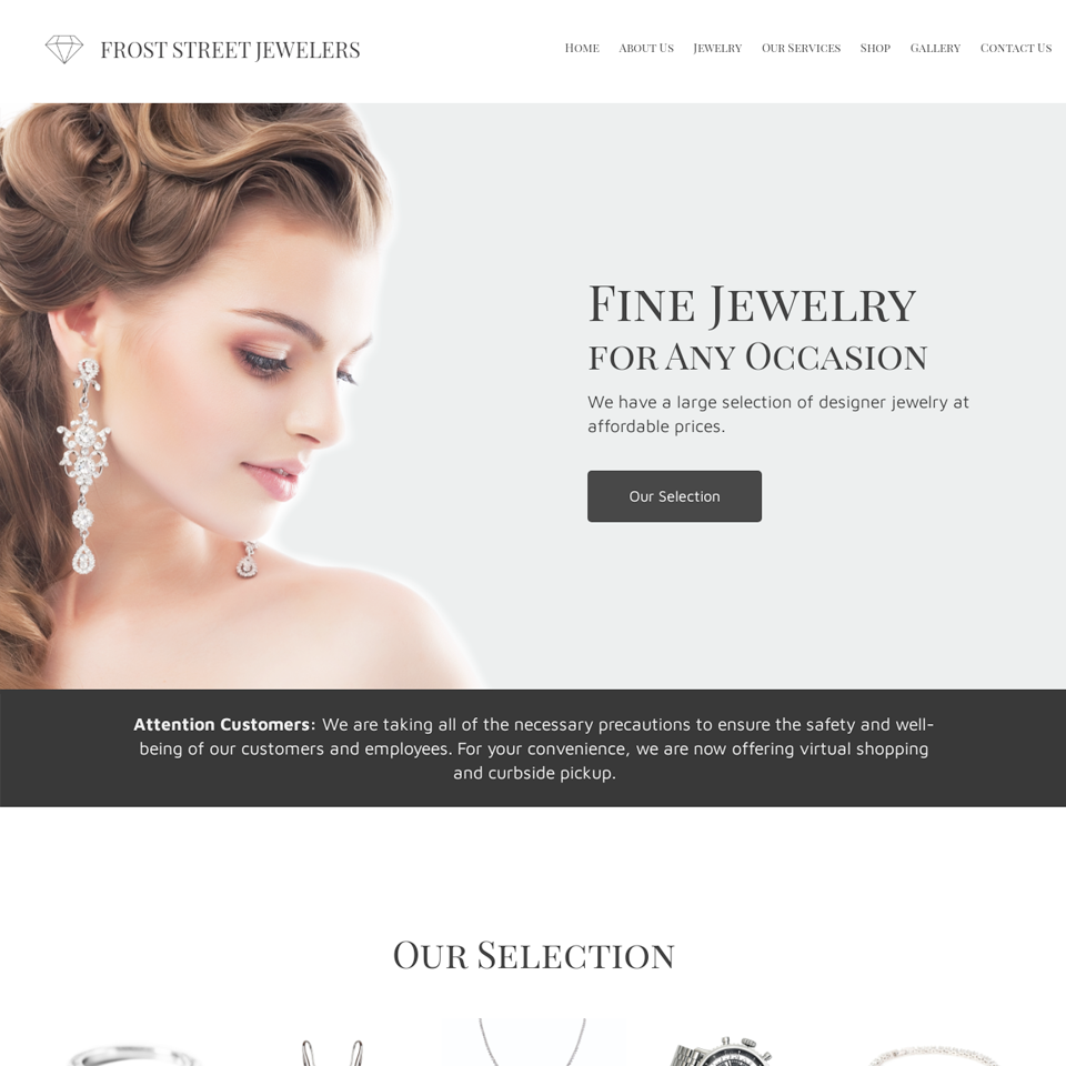 Responsive jewelry store website design