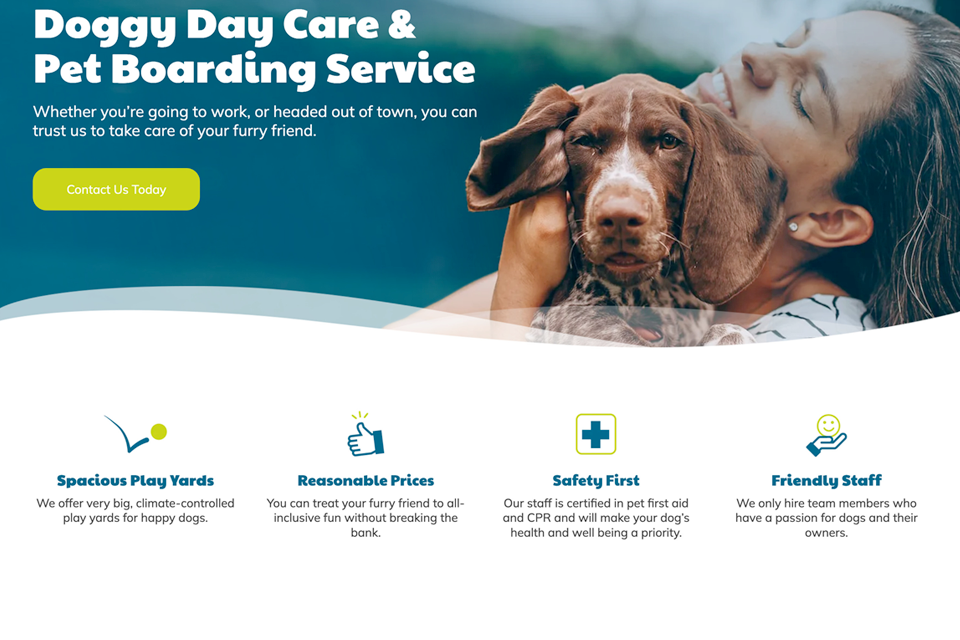 Dog daycare website design template