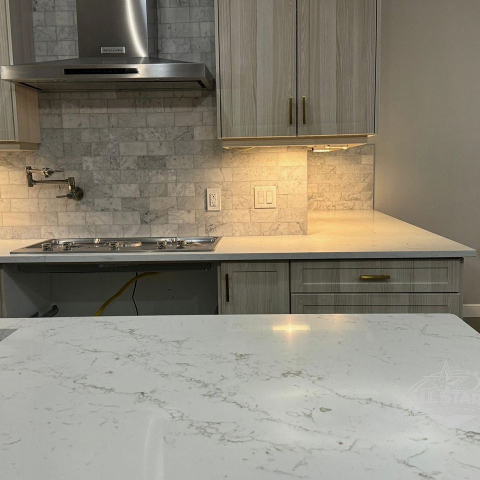 Modern kitchen countertop stone install in Houston Texas
