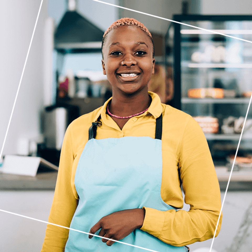 Resturant worker in yellow shirt