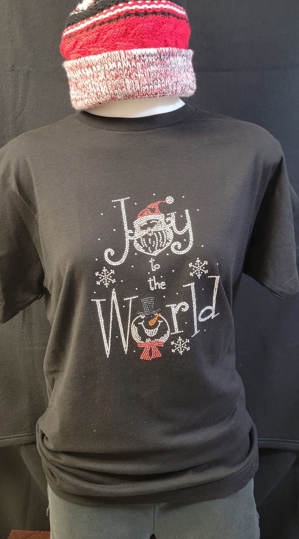 Rhinestone bling christmas joy to the world gray shirt