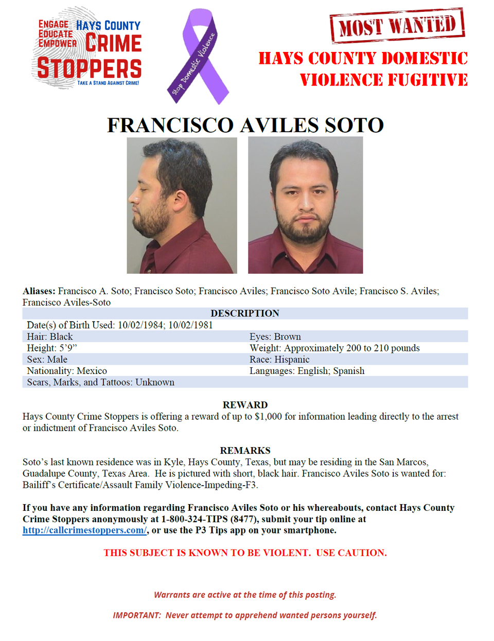 Soto most wanted poster