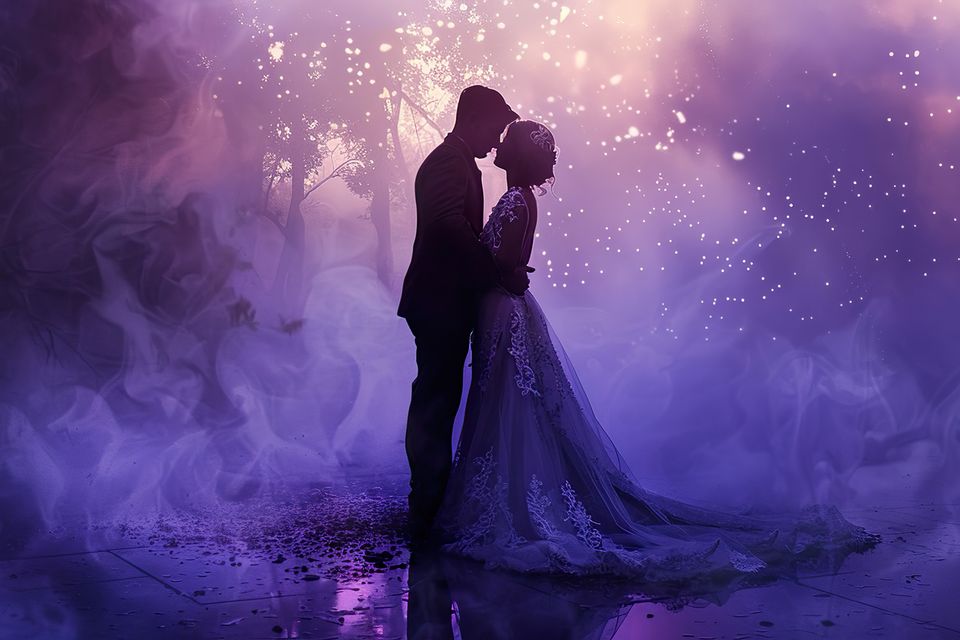 Couple purple purple is kissing rain2