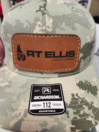 Leather patch on hat   rt ellis