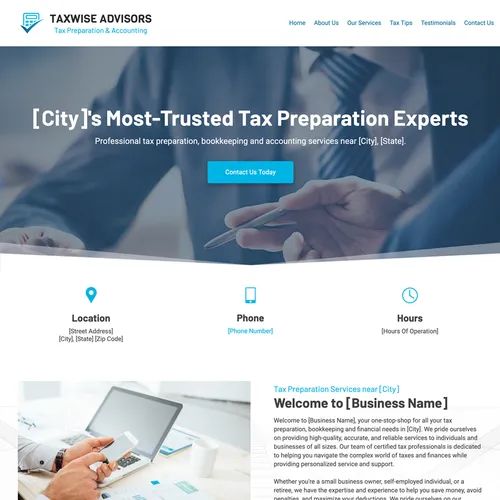 Tax preparation accounting website design template original