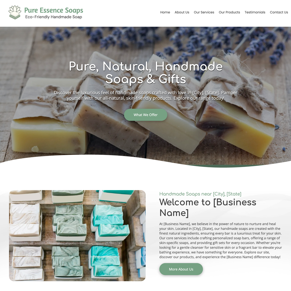 Handmade soap website design theme