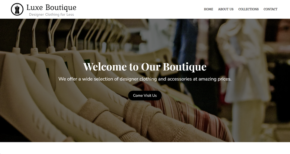 Clothing boutique website example