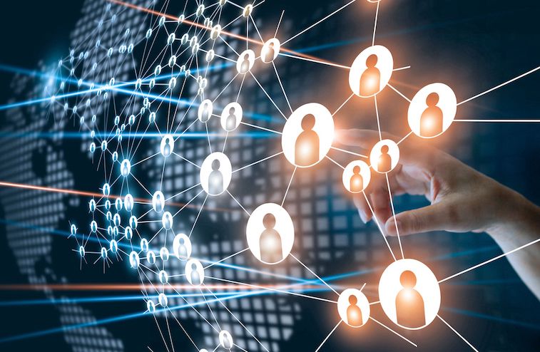Hand touching network connecting