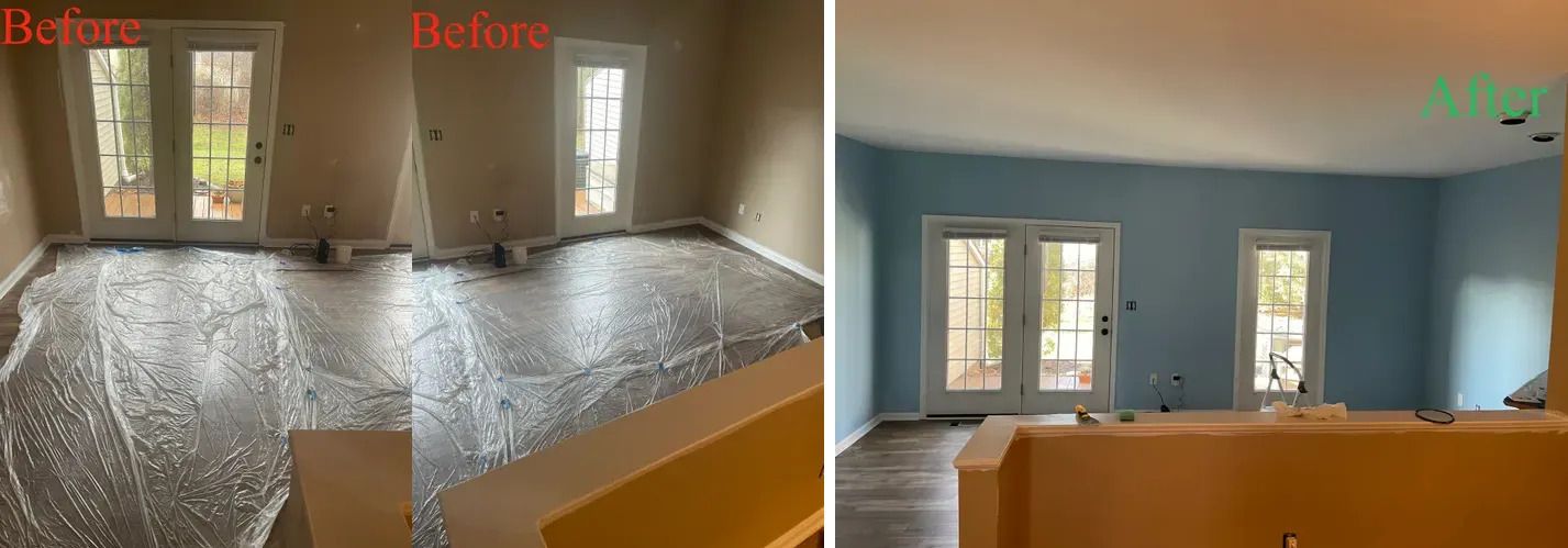 Interior before and after