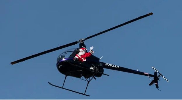 Santa in helicopter