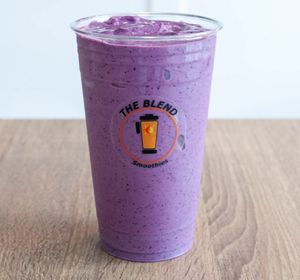 Blue Bananza smoothie made with 2% milk, banana, blueberries, frozen yogurt, and sweet cream.