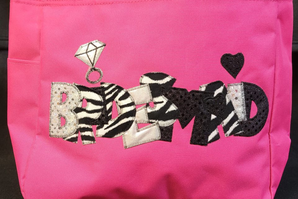 Embroidery Wedding Bridesmaid Pink Tote Bag