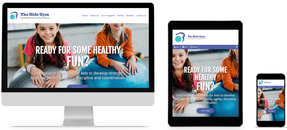 Gymnastics kids gym website design