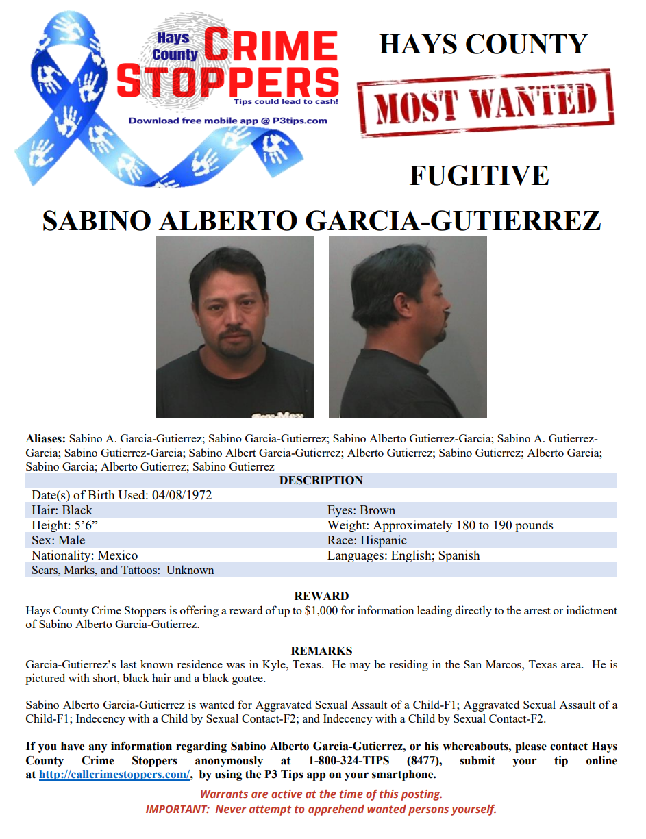 Garcia gutierrez most wanted poster