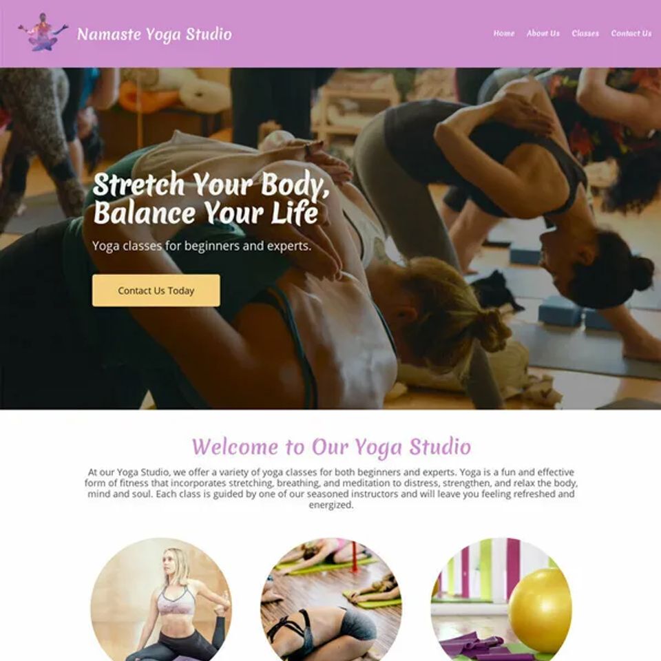 Yoga studio website template original original
