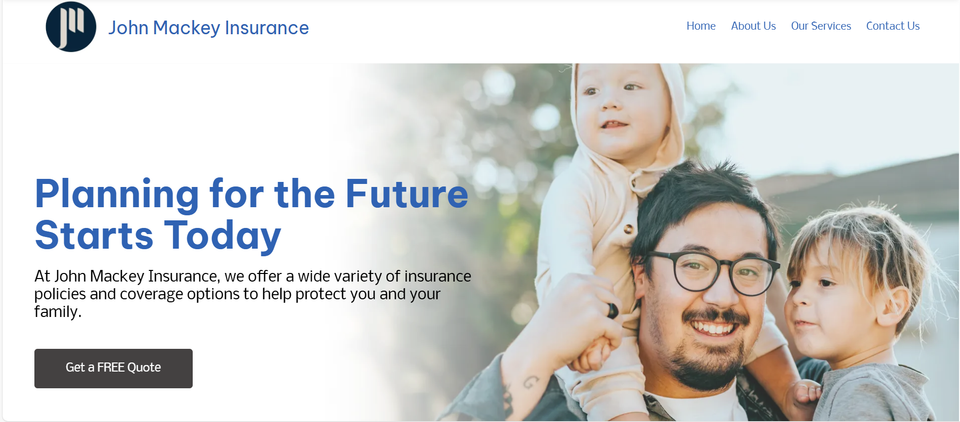 John mackey insurance website homepage screenshot