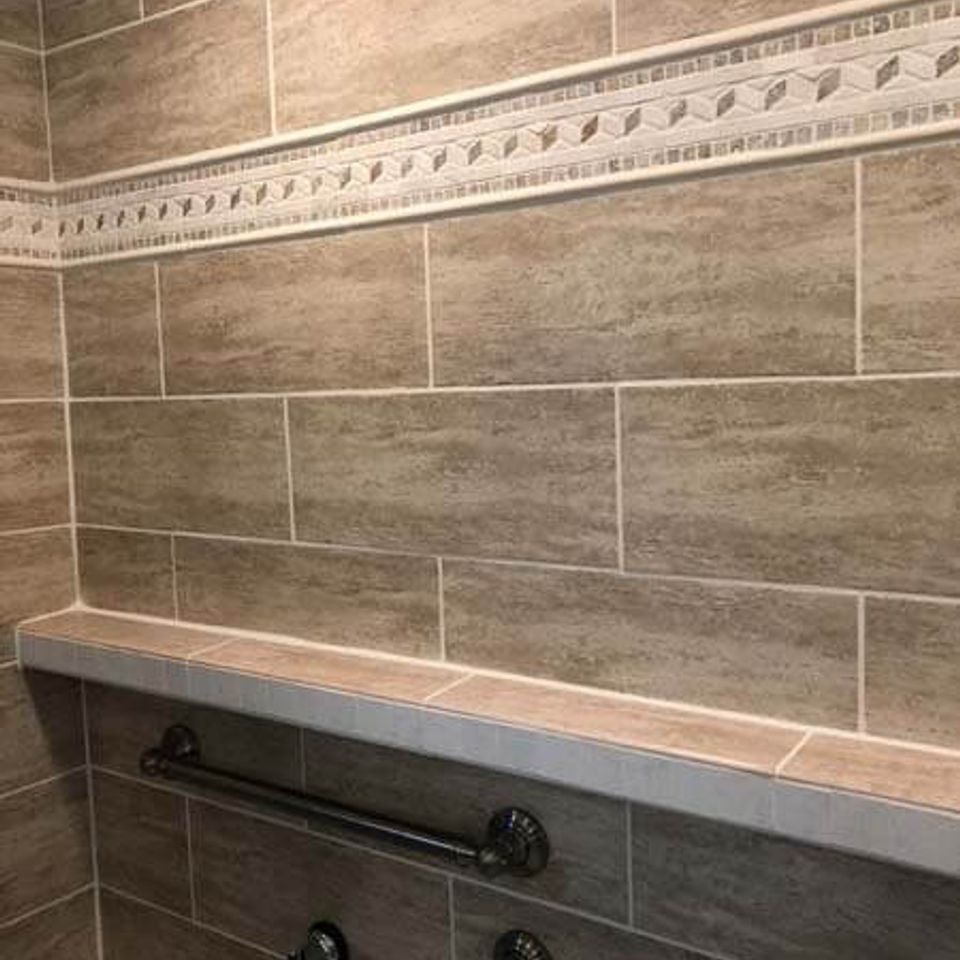 Brown tole  bathroom remodel