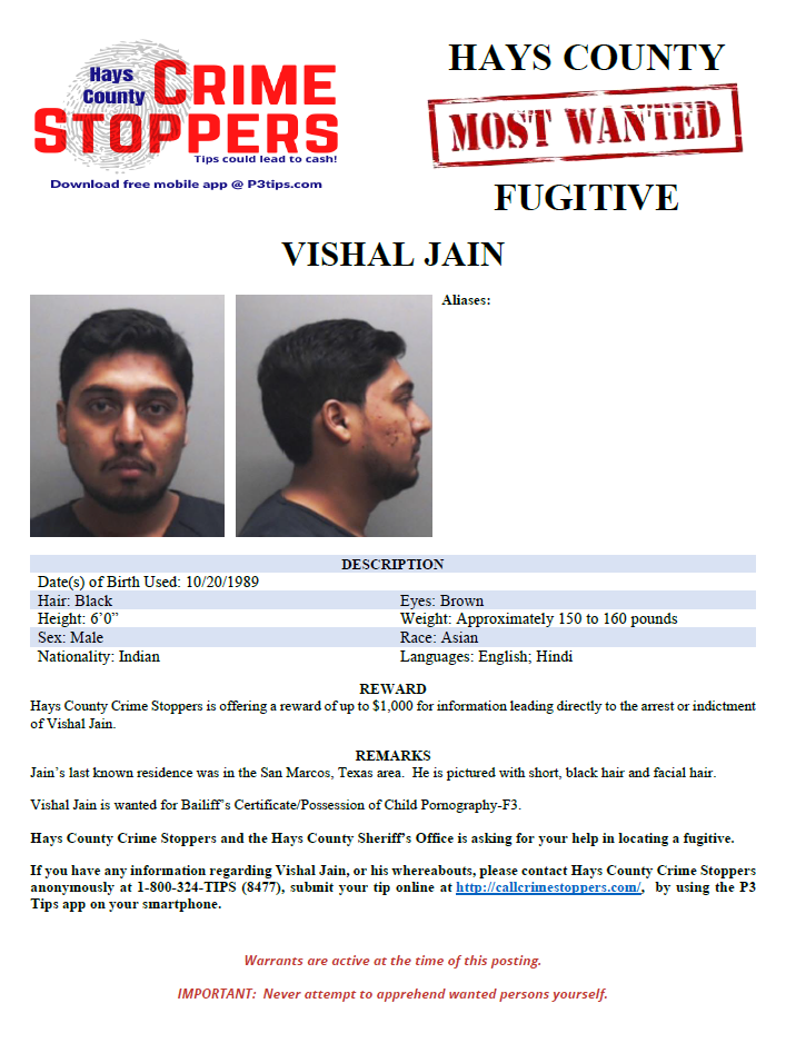 Jain most wanted poster 
