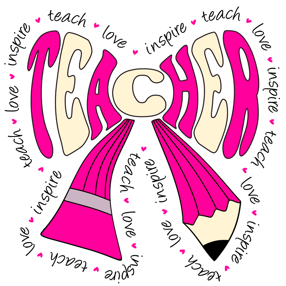 School   teacher pink bow pencil