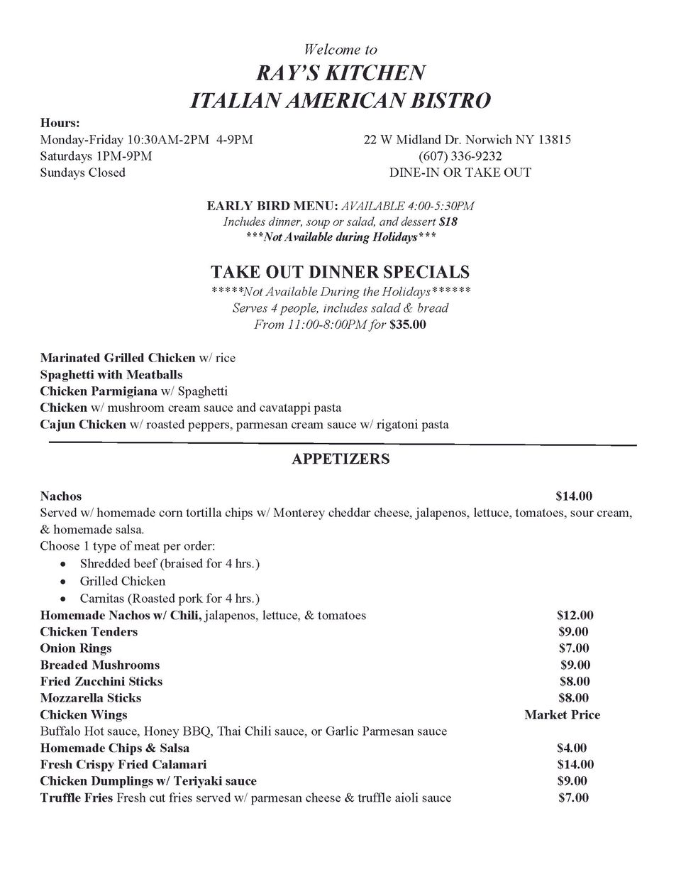 Lunch menu rays  page 1