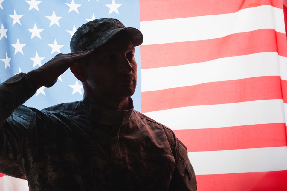 American Soldier Saluting Flag