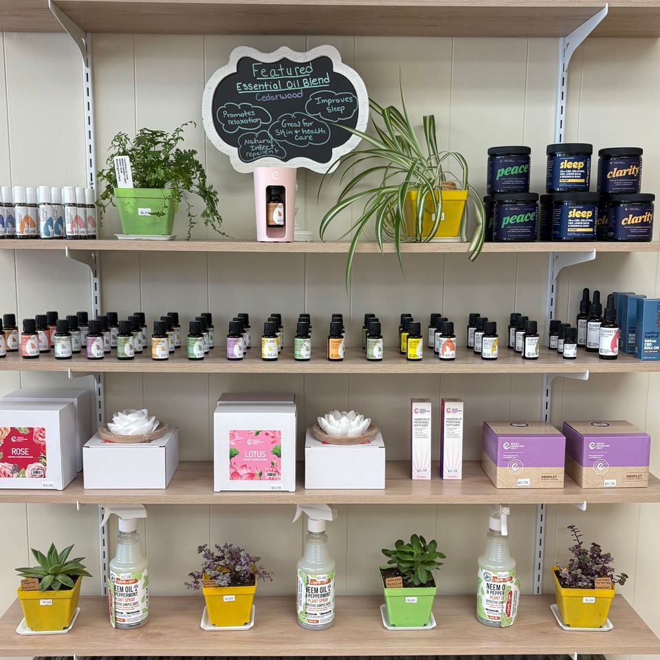 Essiential oils and cbd at forest and blossom