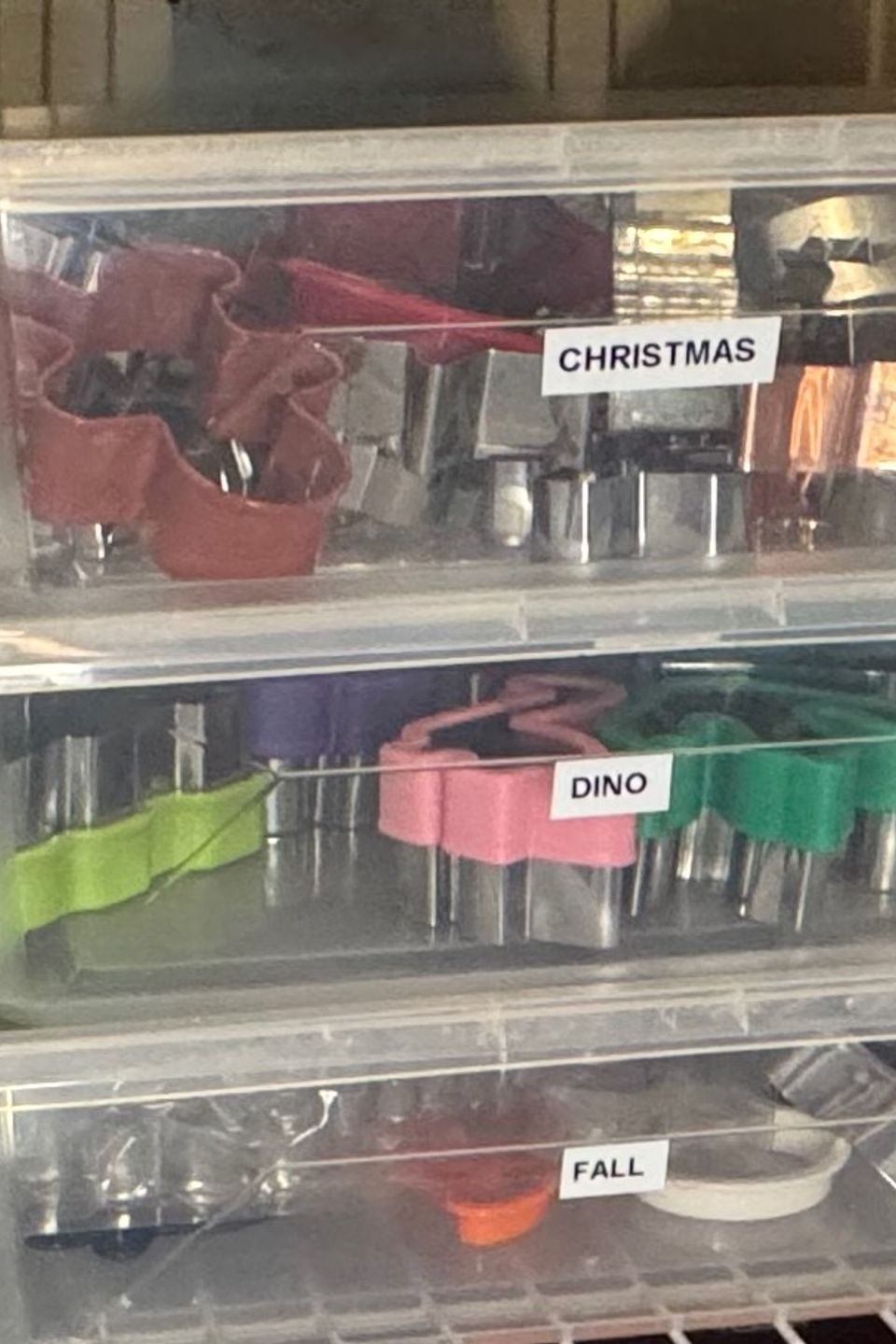 plastic bins with labels