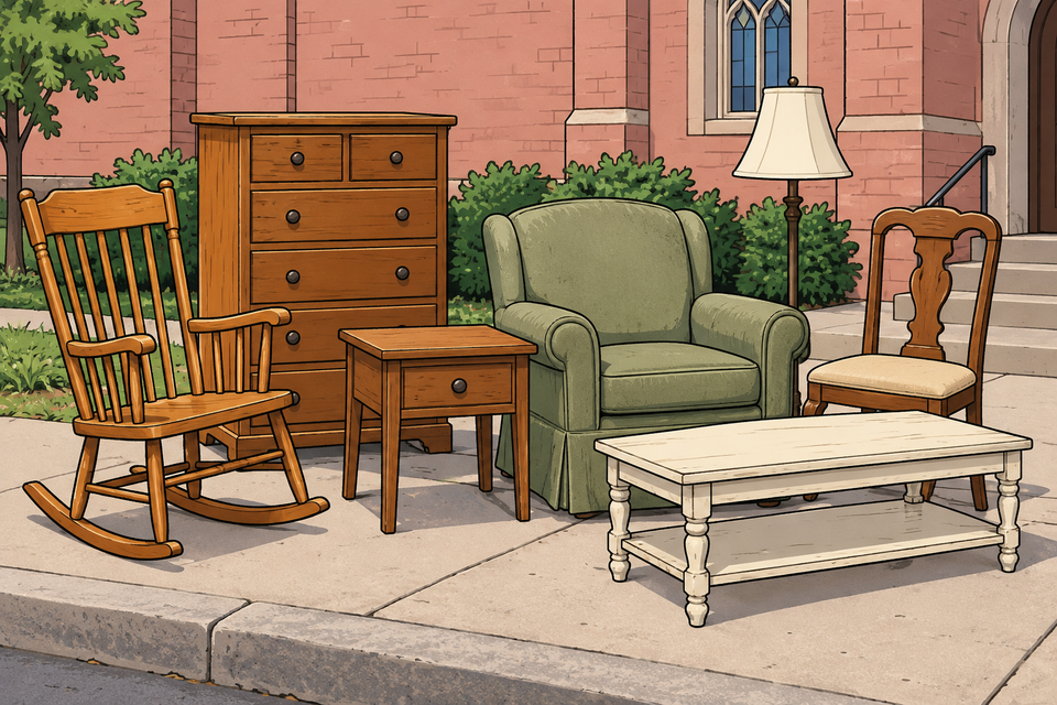 Vintage church sidewalk furniture sale