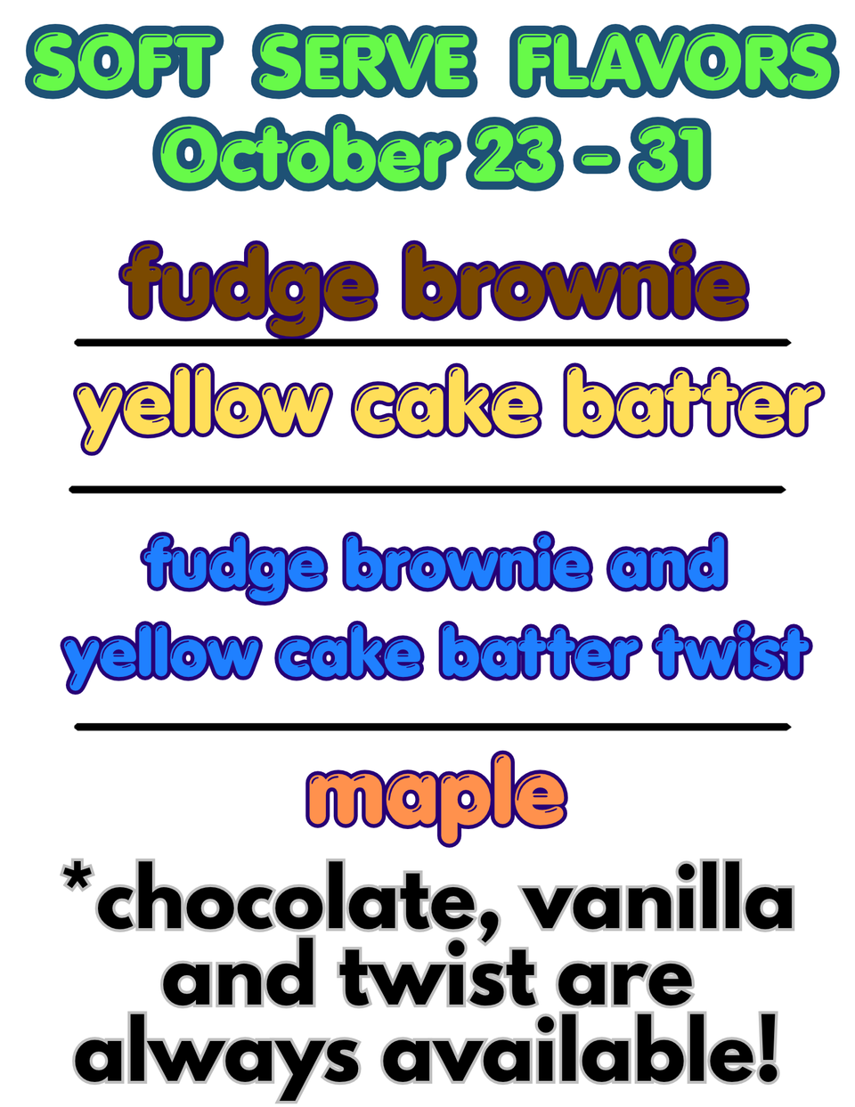 Soft serve flavors (27)