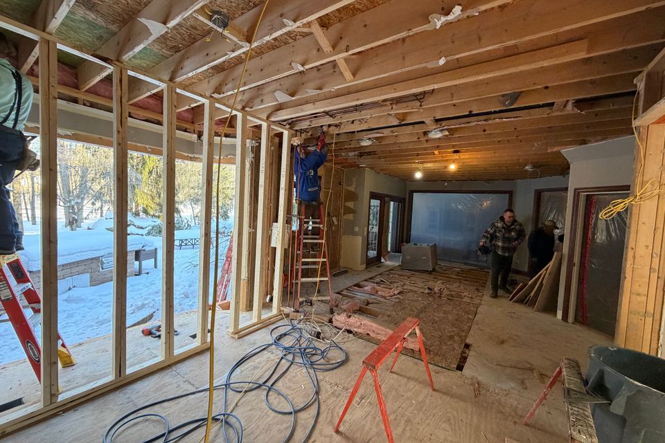 Interior framing during whole-home remodel in Hudson
