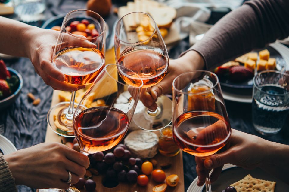 Wine toast with charcuterie