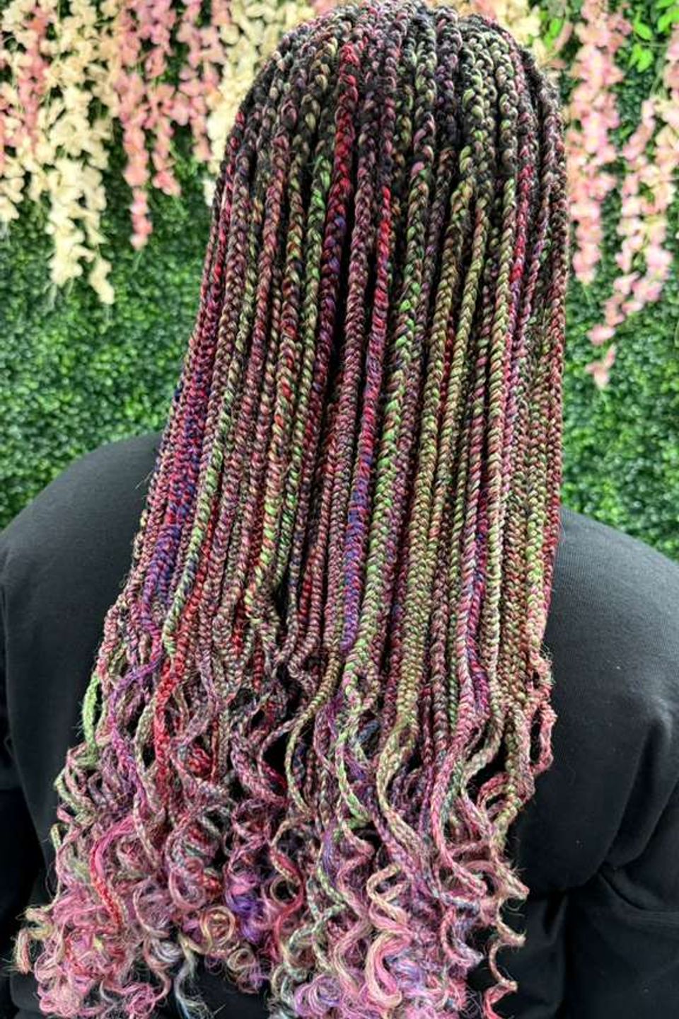 woman with colorful braids