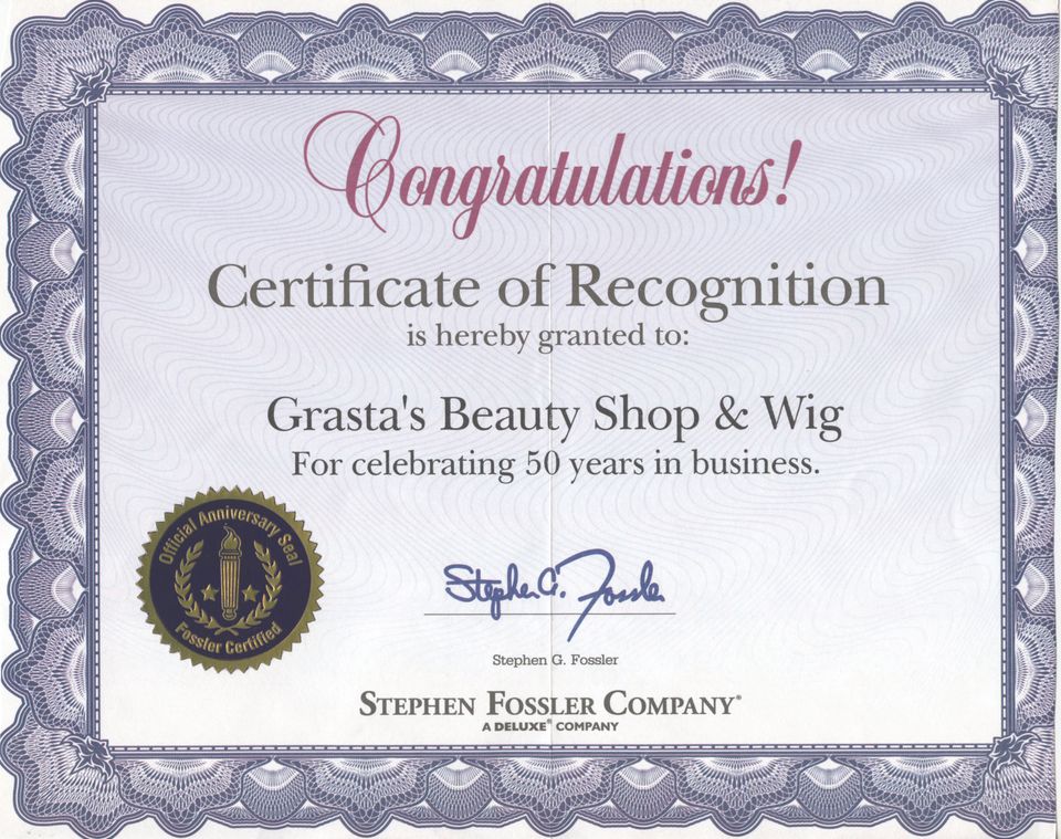 Certificate of recognition