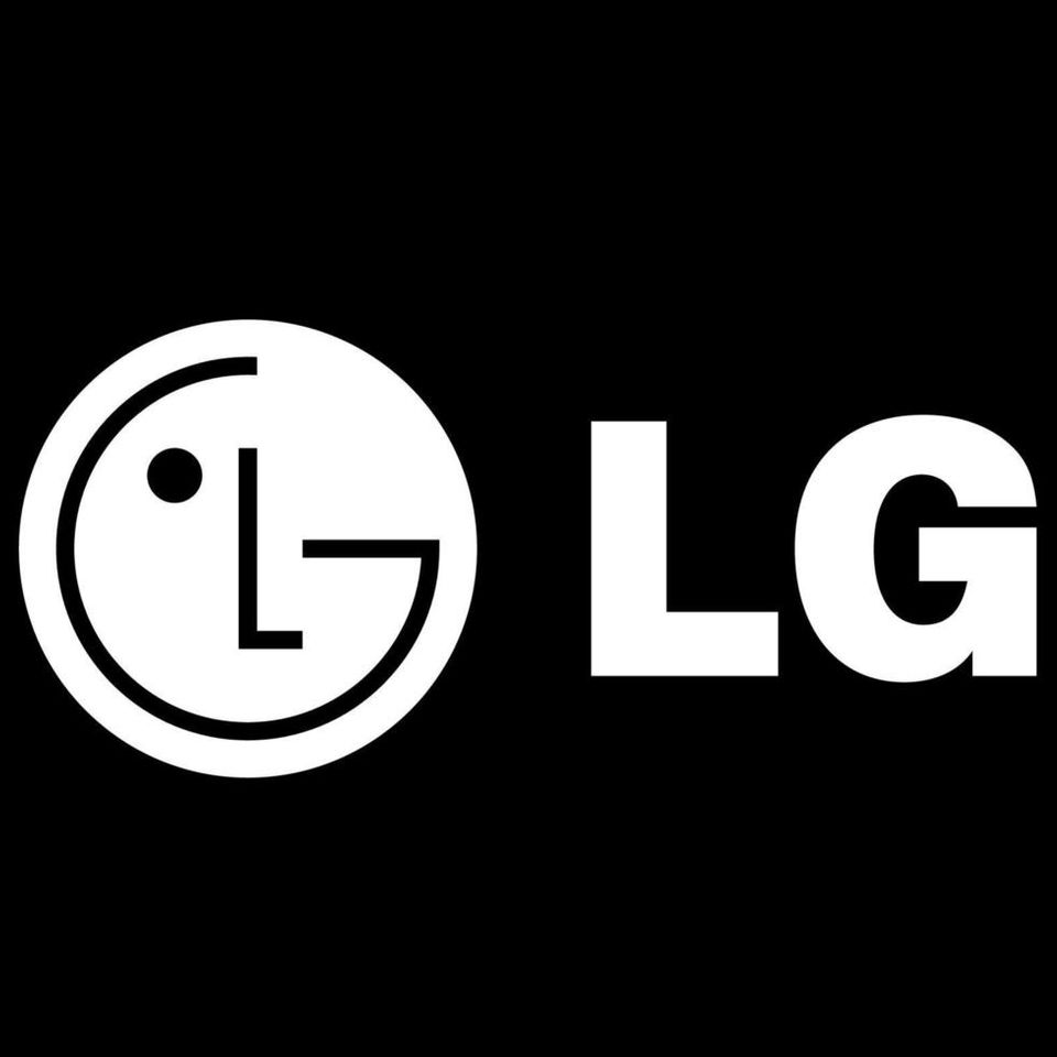 Lg logo brand phone symbol with name white design south korea mobile illustration with black background free vector