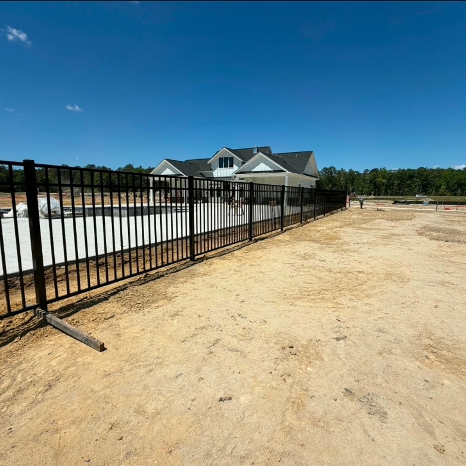Aluminum fence installation in progress in Virginia Beach, VA