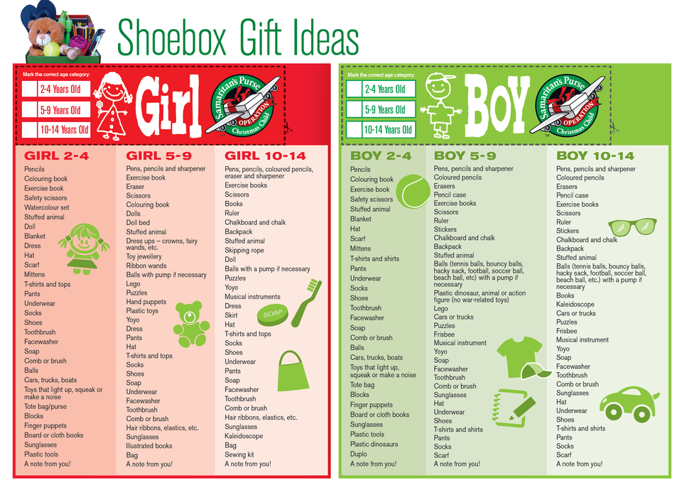 Shoebox gift ideas