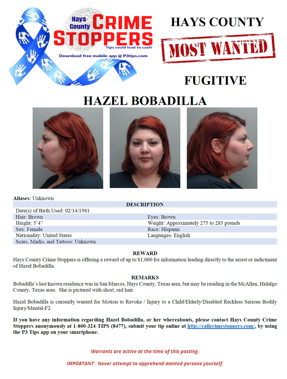 Bobadilla most wanted poster