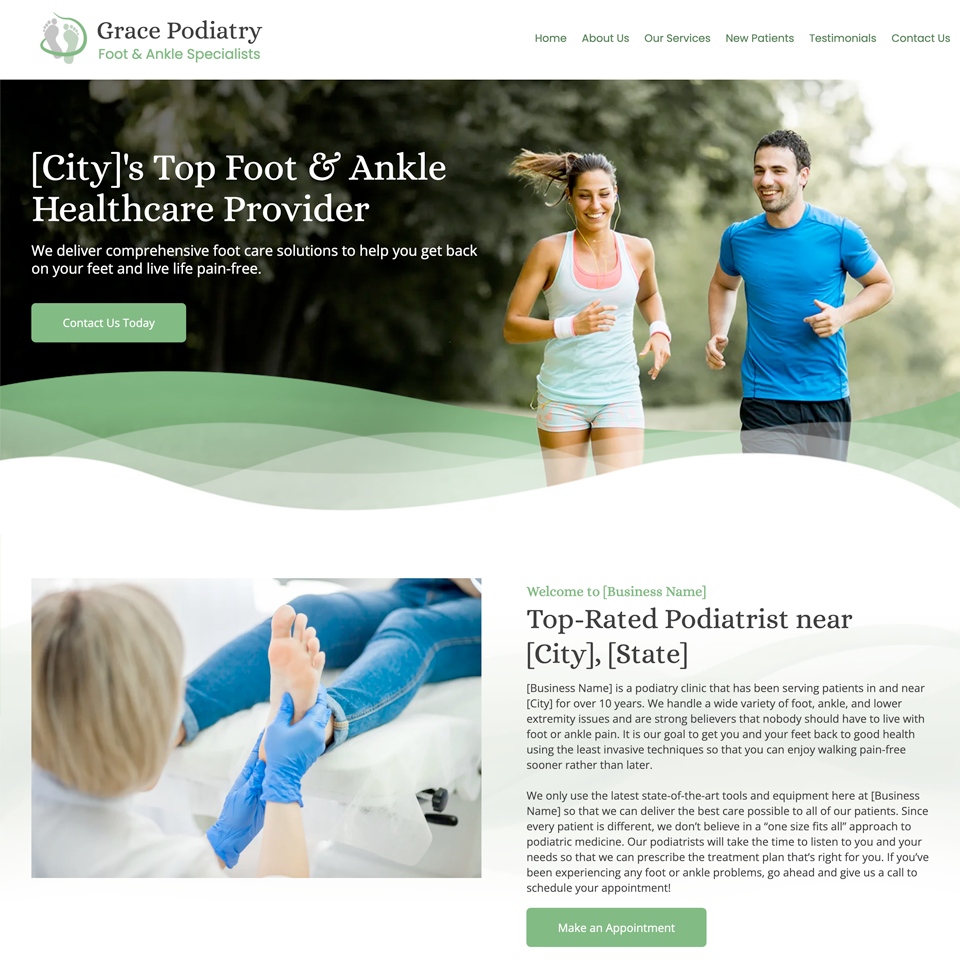 Podiatrist website design theme